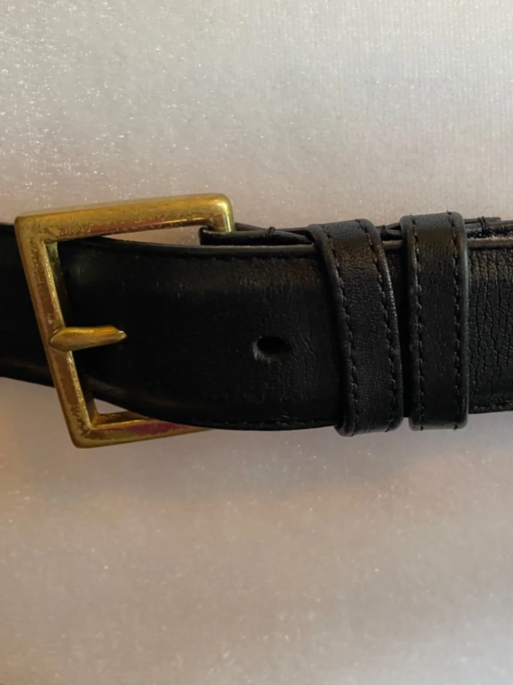 COACH Black Leather Belt 7600 with Brass Buckle Unisex 36